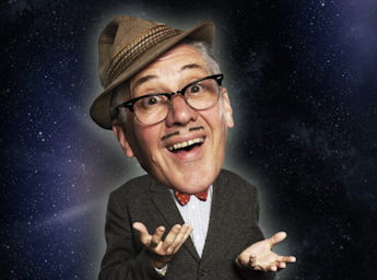 A picture or Count Arthur Strong with a big head and a small body.