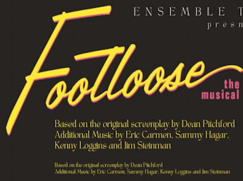 A black poster with `Footloose` written in yellow across it.