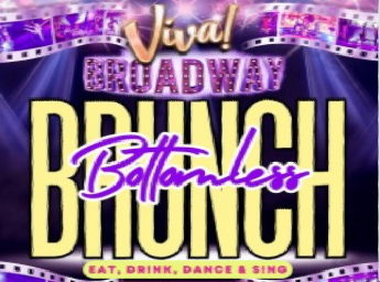 A poster with Bottomless Brunch written in the centre and Broadway above it.