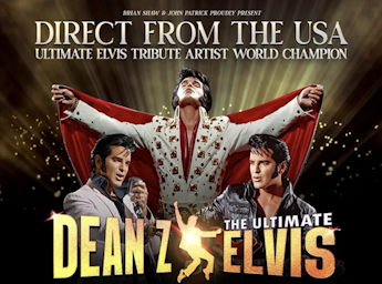 Three pictures of Dean Z as Elvis.