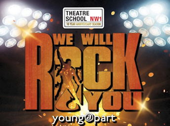 A picture of a stage and the title of the show written across it. 