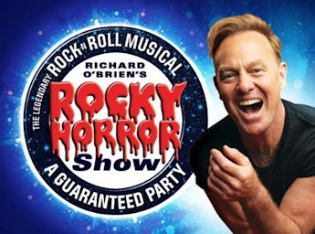 A picture of Richard O'Brians and the name of the show written in bloody red characters.