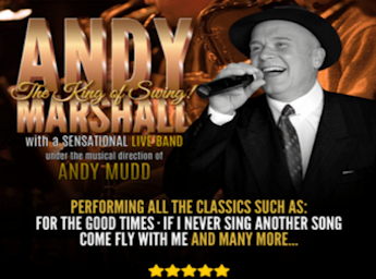 A picture of Andy Marshall singing.