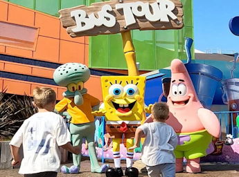 A picture of SpongeBob and SquarePants at the Pleasure Beach.