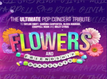 A purple poster with the tile of the show written in colourful characters.