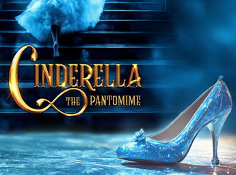 Picture of a beautiful high-heeled woman's shoe and, in the background, a woman running up stairs.