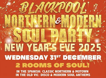 A red poster with the name of the show in golden  characters.