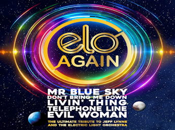 A picture of space with stars and planets and name Elo Again surrounded by colourful circles.