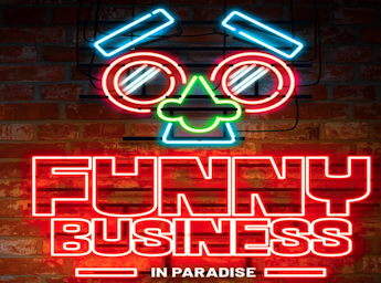 A pictrure of a red brick wall with neon lights forming a funny face. 