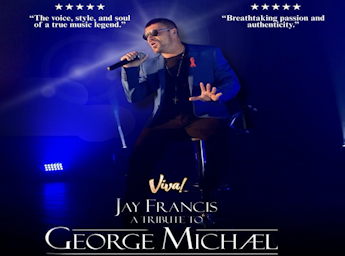 A picture of Jay Francis performing as George Michael.]
