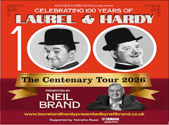 Pictures of Laurel, Hardy and Neil Brand. 